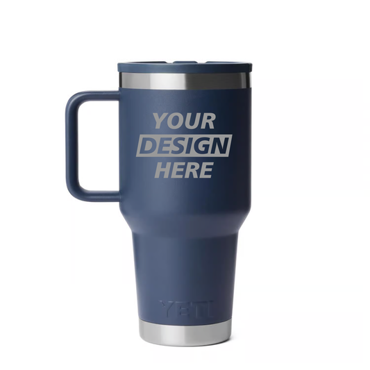 YETI Rambler 30 oz Travel Mug w/ Quick Flip Cap – Custom Laser Engraved (12 Unit Minimum)