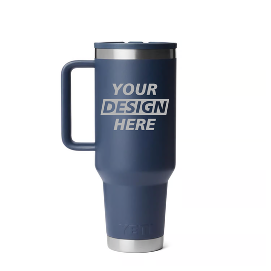 YETI Rambler 40 oz Travel Mug w/ Quick Flip Cap – Custom Laser Engraved (12 Unit Minimum)