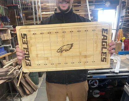 Football Field Cheese Board – Custom Engraved - Any Team or Logo – Game Day Charcuterie – Party Serving Board / Hostess Gift